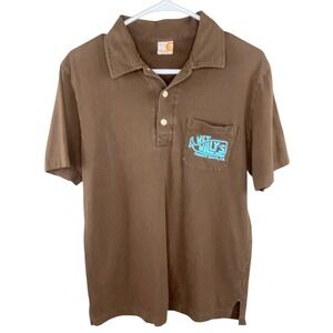 Hollister Wet Willys Polo Shirt Mens M Brown Graphic Sunset Beach CA Indie Y2K